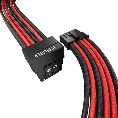 1stPlayer модулен кабел Custom Sleeved Modding Cable Black/Red - PCIe 5.0 12VHPWR M/M