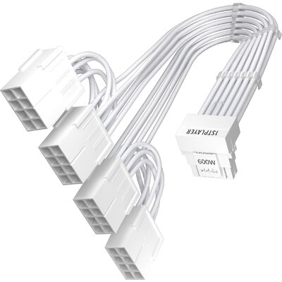 1stPlayer удължителен кабел Custom Sleeved Modding Cable White - 4 x PCIe 8-pin to 12VHPWR