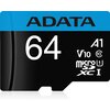 microSDXC карта ADATA Premier 64GB UHS-I A1 V10 + SD адаптер