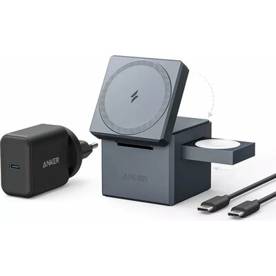 Безжично зарядно Anker 3in1 Cube with MagSafe 15W Безжично зарядно Anker 3in1 Cube with MagSafe 15W