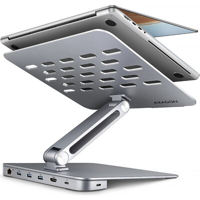 AXAGON HMC-STND ALUMINUM stand with HUB 5Gbps, for 10" - 16" laptops