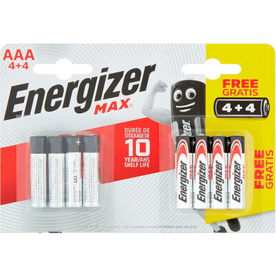 Алкални батерии Energizer MAX AAA - 8 бр.