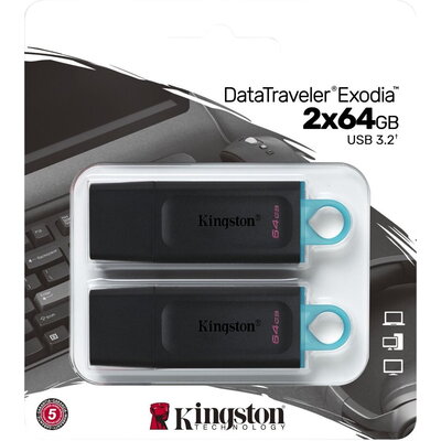 Флаш памет Kingston DataTraveler Exodia - USB flash drive - 64 GB - 2 броя