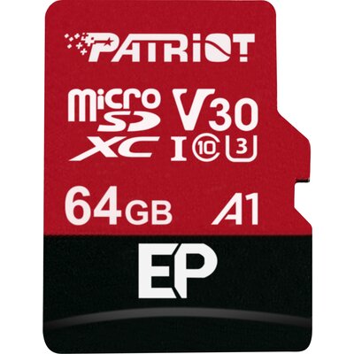 Карта памет Patriot EP MicroSDXC V30 A1 64GB + SD адаптер