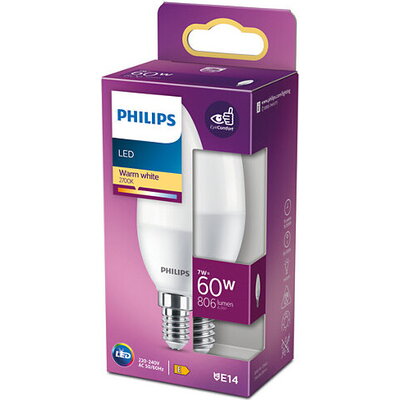 Philips LED лампа E14, 7W, 2700K