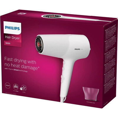 Сешоар Philips BHD500 2100W Series 5000 ThermoShield технология йонна грижа 5 степени, бял