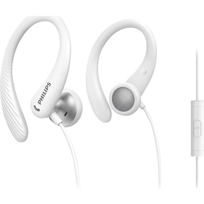 Philips TAA1105WT - Спортни слушалки за поставяне в ушите с микрофон, бели