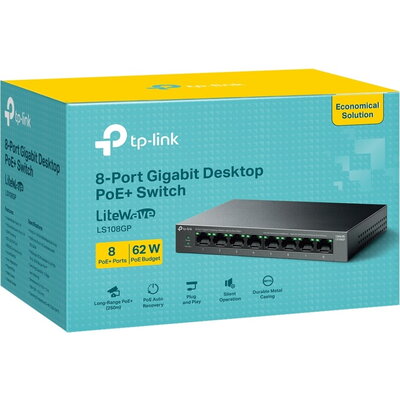 Комутатори TP-Link LS108GP - 8-Port Gigabit Desktop Switch PoE+ Комутатори TP-Link LS108GP - 8-Port Gigabit Desktop Switch PoE+