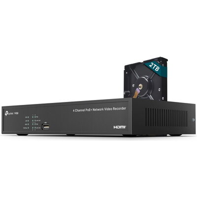 NVR TP-Link VIGI NVR1004H-4P PoE+ 4-канален + 2TB HDD