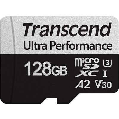 microSDXC карта Transcend 340S 128GB U3 V30 A2 + SD адаптер