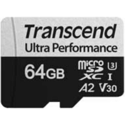 microSDXC карта Transcend 340S 64GB U3 V30 A2 + SD адаптер