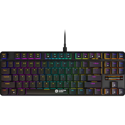 CANYON Cometstrike TKL GK-50, 87keys Mechanical keyboard, 50million times life, with VS11K30A solution, GTMX red switch, Rainbow