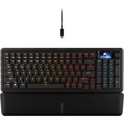 CORSAIR VANGUARD 96 Wireless Mechanical Gaming Keyboard, Backlit RGB LED, CORSAIR MLX Plasma, Black, Black PBT DS Keycaps