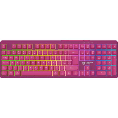 Canyon 105keys gaming keyboard,with 2.4G+ Bluetooth mode, battery 2000mAh, RGB backlight 3 types and 7 colors, size:407*119*19mm