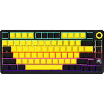 LORGAR KBP7075W, Wireless 75% Mechanical Gaming Keyboard Pro, Black/yellow, EN layout