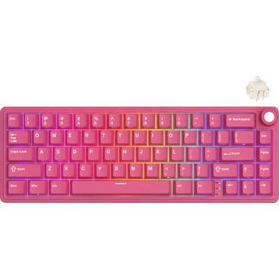 ROYAL KLUDGE R65 Berry Red Gaming Keyboard Cream Switch