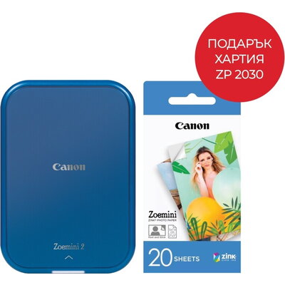 Фото принтер Canon mini photo printer  Zoemini 2 PV-223, Navy Blue + Zink Paper ZP-203020S 20 Sheets (5 x 7.6 cm)