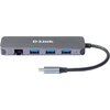 USB хъб D-Link 5-in-1 USB-C Hub with Gigabit Ethernet/Power Delivery