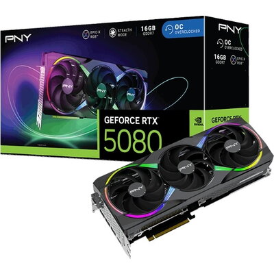 Видео карта PNY GeForce RTX 5080 16GB ARGB Triple Fan OC Видео карта PNY GeForce RTX 5080 16GB ARGB Triple Fan OC