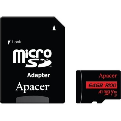 Памет Apacer 64GB microSDHC/SDXC UHS-I U1 V10 A1 (1 adapter)