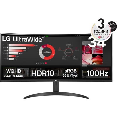 Монитор LG UltraWide Curved 34WR50QK-B - 34" VA WQHD 3440x1440 100Hz