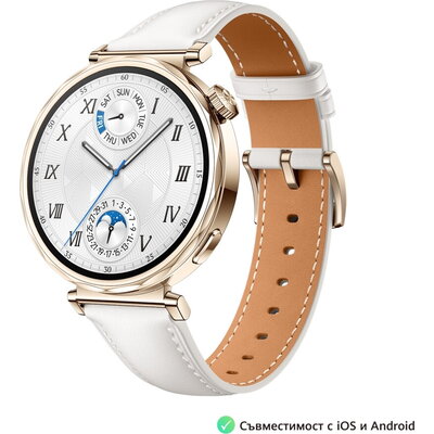 Часовник Huawei Watch GT5 Jana-B19L, 1.32", Amoled, White Leather