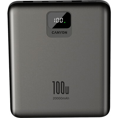 CANYON power bank PB-2008 LED FLAT 20000 mAh PD100W QC3.0 Dark Grey