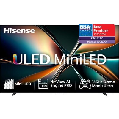 Телевизор Hisense, 100''  U7Q,ULED Smart, FALD, 165Hz, 5000:1,Quantum Dot, Dolby vision IQ,Vidaa, ADS, Black
