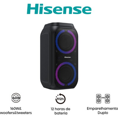 Аудио система Hisense Party speaker 2.0 Ch., 160W, BT, 12h play, Black
