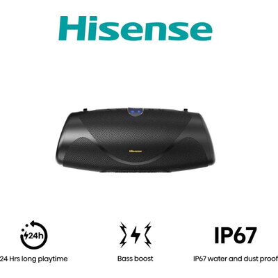 Аудио система Hisense, WeBoom, Party speaker 2.0 Ch., 140W, BT, 20h play,IP67 Water and Dust Proof,Ambient Light,Dual-way Strap,