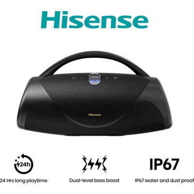 Аудио система Hisense, VoyageBoom, Party speaker 2.0 Ch., 360W, BT, 24h play,IP67 Water and Dust Proof,Ambient Light,Dual-way St