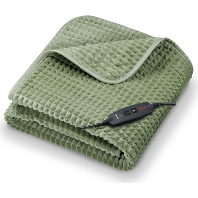 Термоподложка Beurer HD 72 Waffle Sage Green Heated overblanket; Soft and cuddly surface; Machine-washable at 30°C; 3 temp. sett
