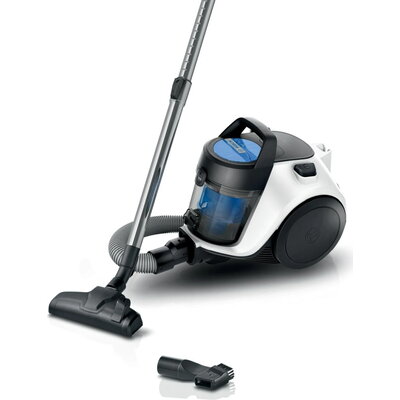 Прахосмукачка Bosch BGC05LW2, SER2, Bagless vacuum cleaner Cleann'n, white/blue, 700W, 1 Furniture brush and crevice nozzle, 76 