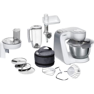 Кухненски робот Bosch MUM58231, Kitchen machine, MUM5, 3D Planetary Mixing 1000 W, add. Plastic blender, Meat mincer, White - Si