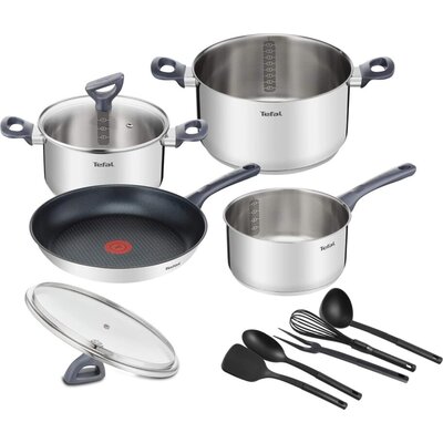 Комплект тигани и тенджери Tefal G713SB45, DAILY COOK Set 11 pcs (Saucepan 16 w/o lid, stewpot 20/24+lids, frypan 28, 5 tools)