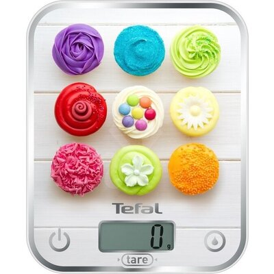 Везна Tefal BC5122V1 Optiss Delicious Cupcakes, ultra slim glass, 5 kg / 1g/ml graduation, tara, liquid function, 2 batteries LR