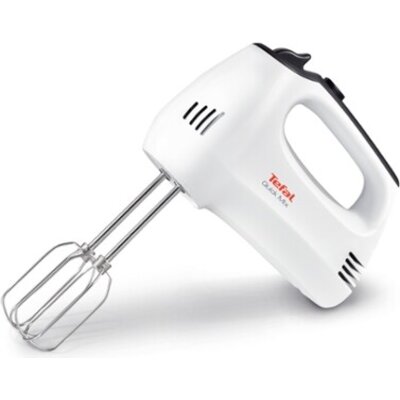 Миксер Tefal HT310138, Hand Mixer, 300W, 5 Speeds + turbo,  2 Beaters, 2 Dough hooks, white/dark grey