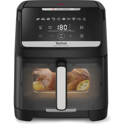Уред за здравословно готвене Tefal EY8468E0 Easy Fry Silence XXL VISION, black, 7L (2kg, 8 portions), 1800W, dual zones, detacha