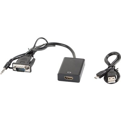 Адаптер Lanberg adapter VGA (f) + audio 3.5mm jack -> HDMI (m)