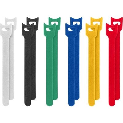 Кабелна връзка Lanberg velcro cable ties 12mmx15cm 12pcs, white, black, green, blue, yellow, red