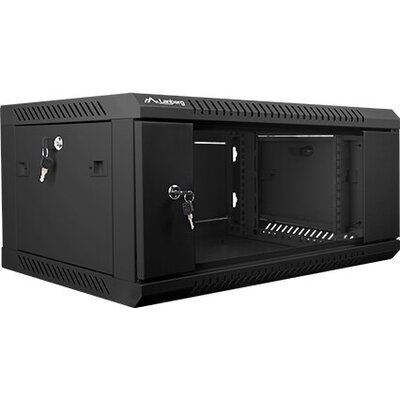 Комуникационен шкаф Lanberg rack cabinet 19” wall-mount 4U / 600x450 for self-assembly (flat pack), black