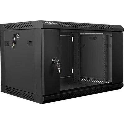 Комуникационен шкаф Lanberg rack cabinet 19” wall-mount 6U / 600x450 for self-assembly (flat pack), black