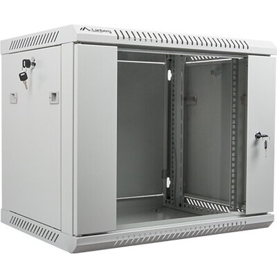 Комуникационен шкаф Lanberg rack cabinet 19” wall-mount 9U / 600x450 for self-assembly (flat pack), grey