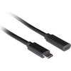 Кабел Lanberg USB-C M/F 3.1 cable 0.5m, Black