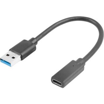 Кабел Lanberg USB-C (F) -> USB-A(M) cable 0.15 m, black