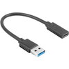 Кабел Lanberg USB-C (F) -> USB-A(M) cable 0.15 m, black