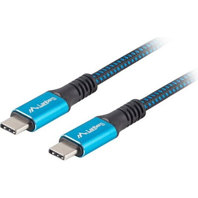 Кабел Lanberg USB-C M/M 4.0 cable 1.2m 100W 8K 30HZ Black-Blue