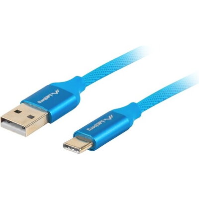 Кабел Lanberg USB-C(M) ->  USB-A (M) 2.0 cable 0.5m, blue QC 3.0 premium