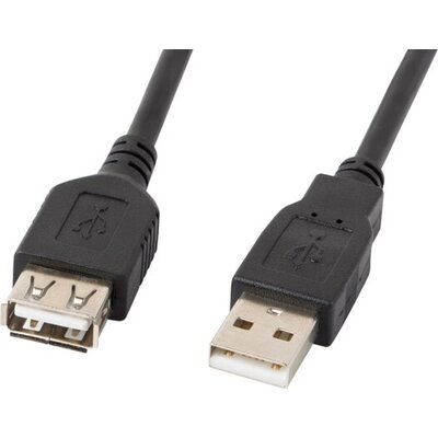 Кабел Lanberg extension cable USB 2.0 AM-AF, 5m, black