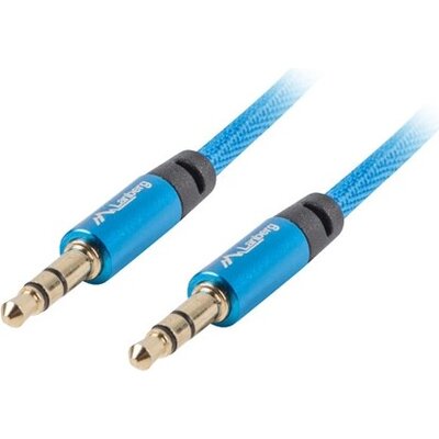 Кабел Lanberg mini jack 3.5mm M/M 3 pin cable 2m, blue premium